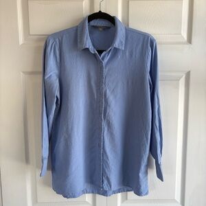 Market&Spruce Light‎ Blue Linen Blend Button Down Shirt Career Office Teacher XS